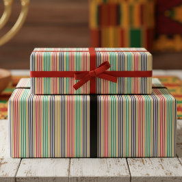 Kwanzaa Rood, Zwart, Groen & Goud Gestreepte Cadeaupapier