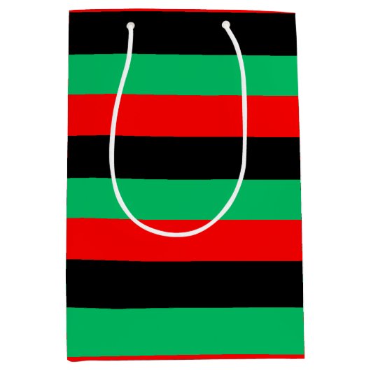 Kwanzaa rood zwart groen strepen medium cadeauzakje (Voorkant)