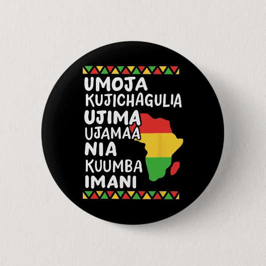 Kwanzaa Seven Principles Afrikaanse kaart Black Pr Ronde Button 5,7 Cm (Voorkant)