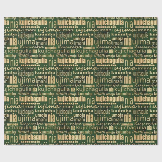 Kwanzaa Seven Principles (Green/Gold) Cadeaupapier (Vlak)