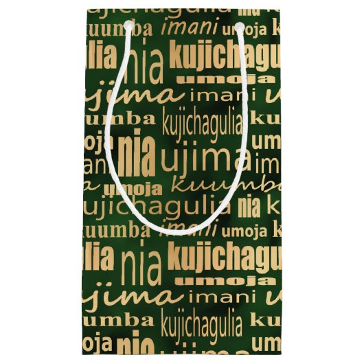 Kwanzaa Seven Principles (Green/Gold) Klein Cadeauzakje (Voorkant)