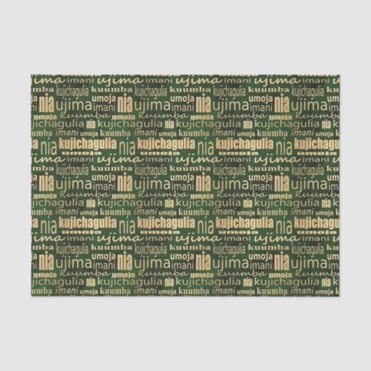 Kwanzaa Seven Principles (Green/Gold) Tissuepapier (Voorkant)
