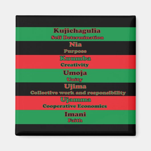 Kwanzaa Seven Principles Green Red Black Magneet (Voorkant)