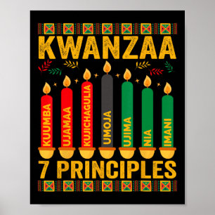 Kwanzaa Seven Principles Kaarsen Mannen Vrouwen Kw Poster