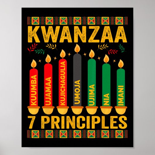 Kwanzaa Seven Principles Kaarsen Mannen Vrouwen Kw Poster (Voorkant)