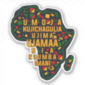 Kwanzaa Seven Principles on African Map, Kiss Cut Sticker (Voorkant)