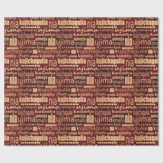 Kwanzaa Seven Principles (Red/Gold) Cadeaupapier (Vlak)