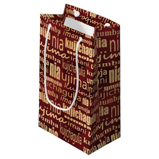 Kwanzaa Seven Principles (Red/Gold) Klein Cadeauzakje (Voorkant Gekanteld)