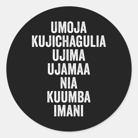 Kwanzaa - Seven Principles Ronde Sticker (Voorkant)
