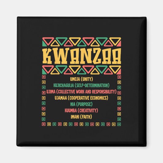 Kwanzaa Seven Principles Umoja Faith Graphic Magneet (Voorkant)