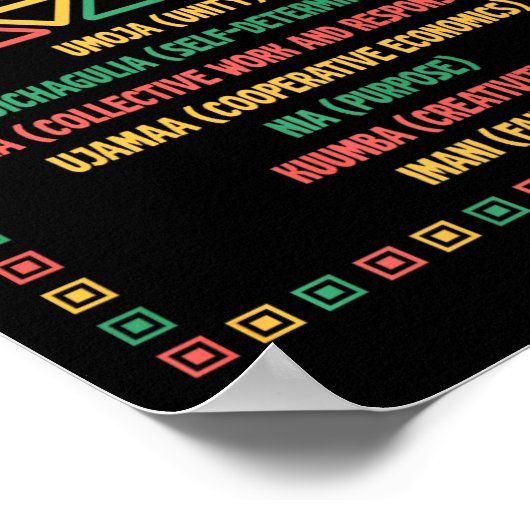 Kwanzaa Seven Principles Umoja Faith Graphic Poster (Hoek)