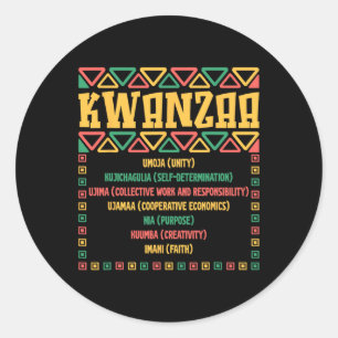 Kwanzaa Seven Principles Umoja Faith Graphic Ronde Sticker