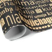 Kwanzaa Seven Principles (zwart/goud) Cadeaupapier (Rol Hoek)