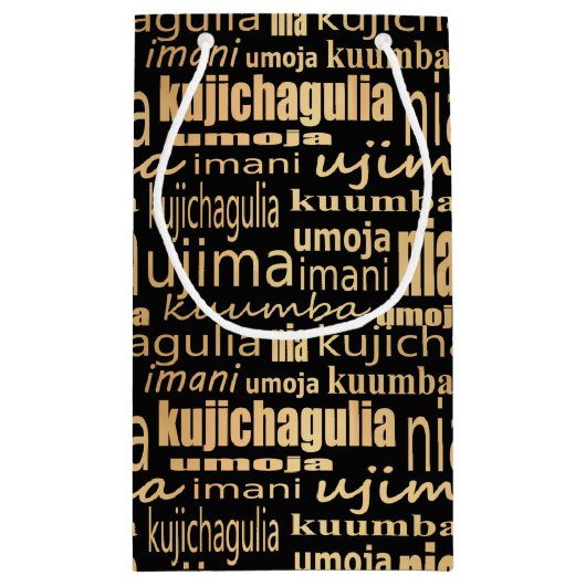 Kwanzaa Seven Principles (zwart/goud) Klein Cadeauzakje (Achterkant)