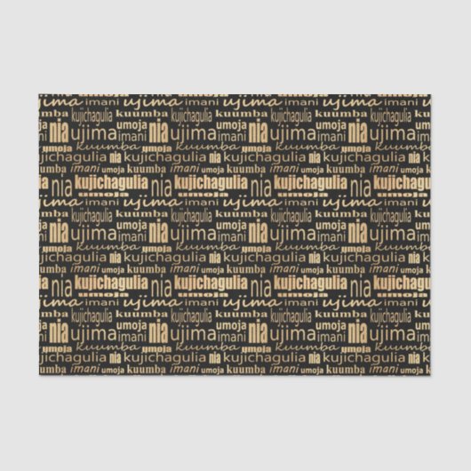 Kwanzaa Seven Principles (zwart/goud) Tissuepapier (Voorkant)