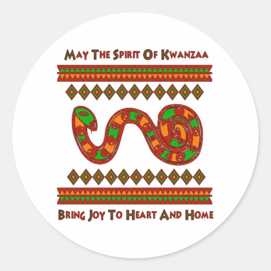 Kwanzaa Snake Ronde Sticker (Voorkant)