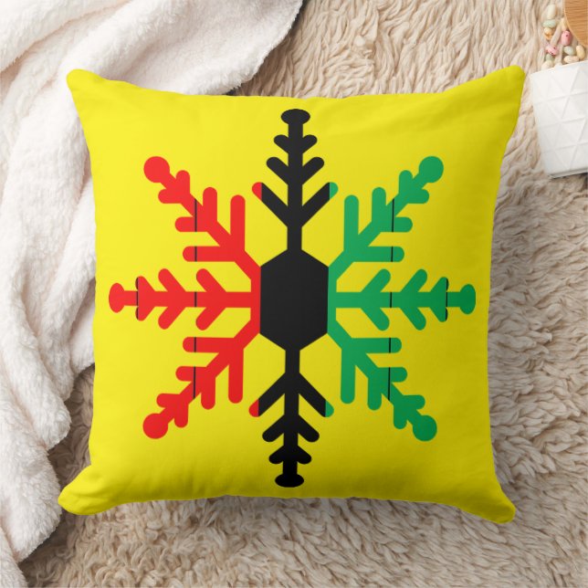 Kwanzaa Snowflake Bright Red Black Green Yellow Kussen (Deken)