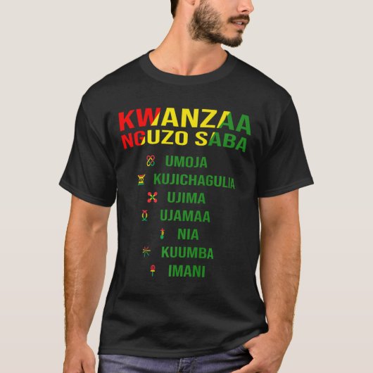 Kwanzaa - Swahili voor de zeven principes T-shirt (Voorkant)