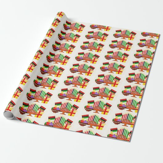 Kwanzaa Table Painting Cadeaupapier (Uitgerold)