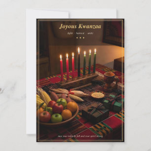 Kwanzaa-tafel met Kinara Feestdagenkaart