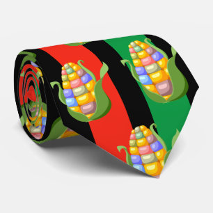 Kwanzaa Ties Rood Groen Zwart Maïspatronen Stropdas