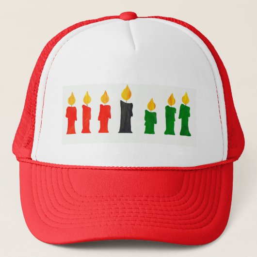 Kwanzaa Trucker Hat met kaarsen Trucker Pet (Voorkant)