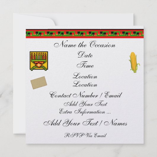 Kwanzaa Uitnodiging (Achterkant)