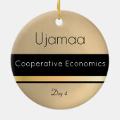 Kwanzaa Ujamaa Gold Black White Day 4 Keramisch Ornament (Achterkant)