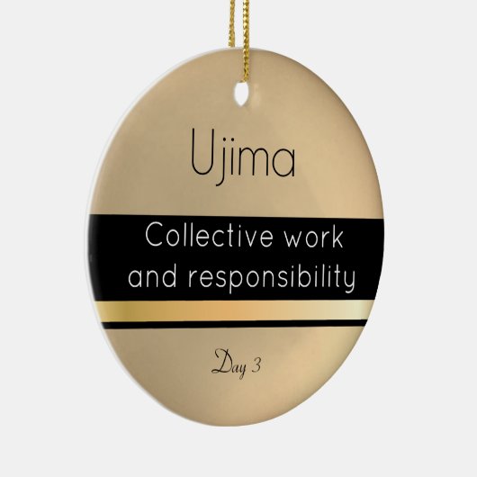 Kwanzaa Ujima Gold Black White Day 3 Keramisch Ornament (Rechts)