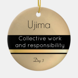 Kwanzaa Ujima Gold Black White Day 3 Keramisch Ornament