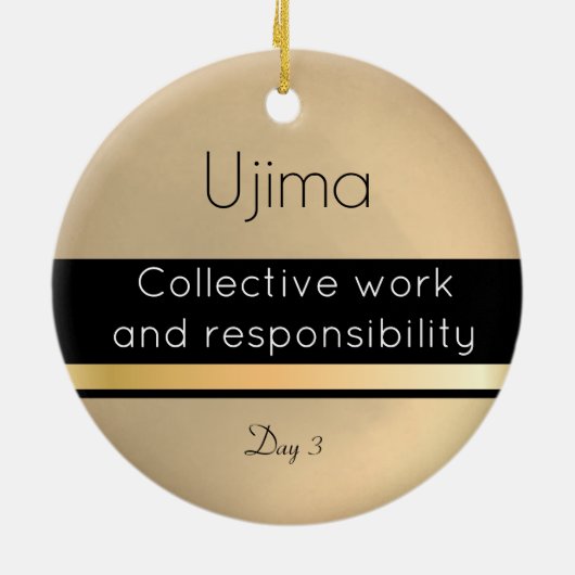 Kwanzaa Ujima Gold Black White Day 3 Keramisch Ornament (Achterkant)