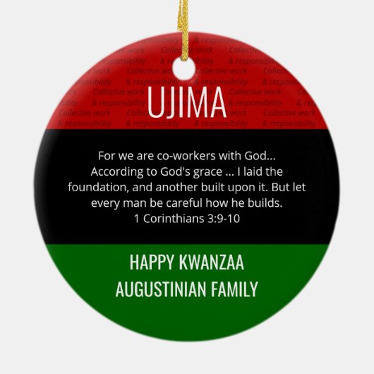 Kwanzaa UJIMA Keramisch Ornament (Achterkant)