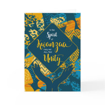 Kwanzaa Unity Blue and Yellow Tribal Abstract