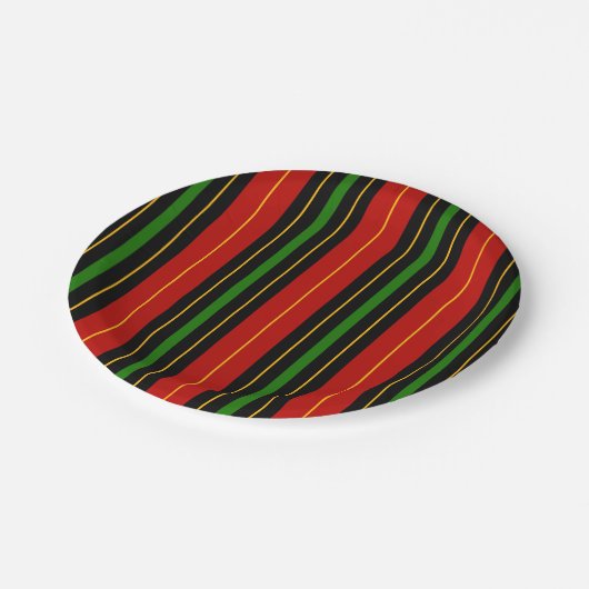 Kwanzaa | Vetgedrukte rode groene zwarte streep Papieren Bordje (Gekanteld)