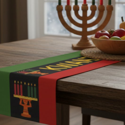 Kwanzaa-viering Pan-Afrikaanse verticale strepen Korte Tafelloper