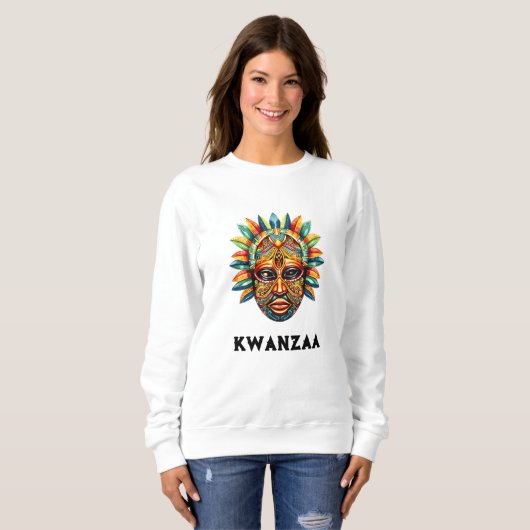 Kwanzaa Vrouwen Afrikaans Masker Sweatshirt (Voorkant volledig)