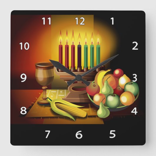 Kwanzaa Wall Clock Vierkante Klok (Voorkant)
