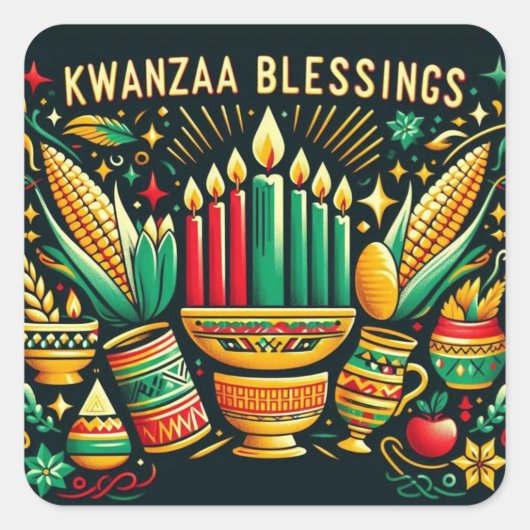Kwanzaa Zegeningen Vierkante Sticker (Voorkant)