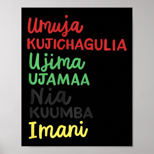 Kwanzaa Zeven Principes Afro-Amerikaanse Kerstmis Poster (Voorkant)