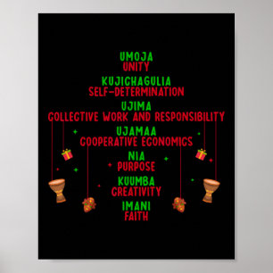 Kwanzaa Zeven Principes Boom Eenheid Geloof Graphi Poster
