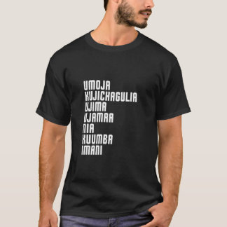 Kwanzaa Zeven Principes Umoja Kujichagulia Ujima T-shirt