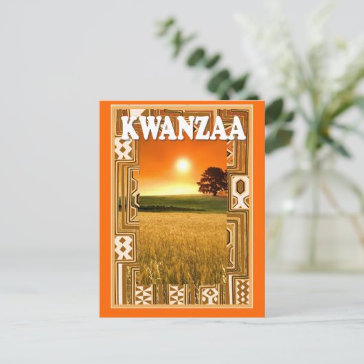 Kwanzaa - zonsondergang en cornfields briefkaart (Staand voorkant)