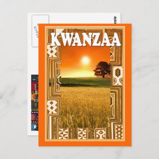 Kwanzaa - zonsondergang en cornfields briefkaart (Voorkant / Achterkant)
