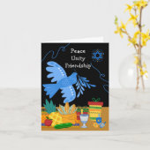 Kwanzukkah Friend Peace Unity Dove Symbols Gifts Kaart (Gele Bloem)