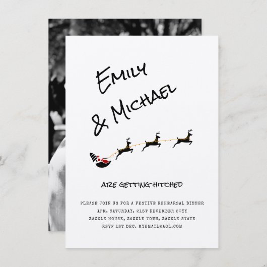 Kwarnige kerstbruiloft/diner/Verloving-FOTO Kaart (Voorkant / Achterkant)