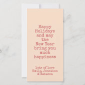 Kwarnige tekst Florals Cozy Kerstrosy Nieuwjaar Feestdagenkaart (Achterkant)