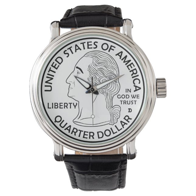Kwart Dollar munt George Washington Handmade Horloge (Voorkant)