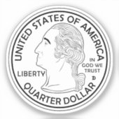 Kwart dollarmunt George Washington Sticker (Voorkant)