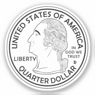 Kwart dollarmunt George Washington Sticker