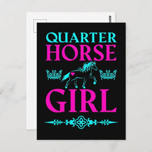 Kwart Paard Meisje in Aqua en Roze Briefkaart (Voorkant / Achterkant)